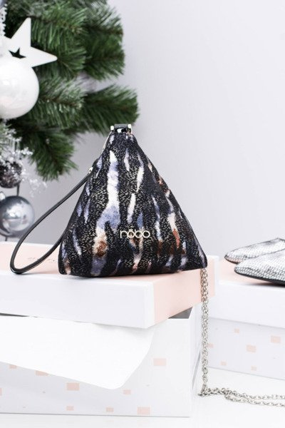 Women Handbag Pyramid Gray Black Nobo