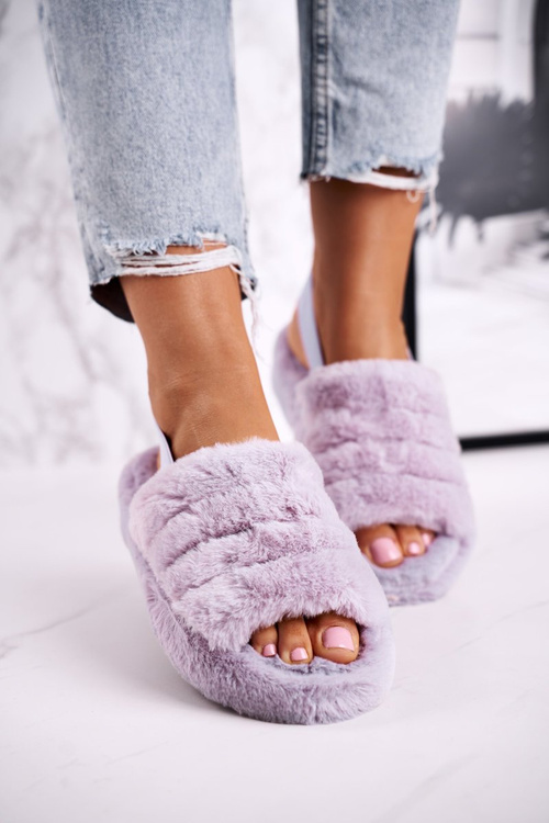 Dámské Kožešinové Fialové Papuče Snowflake