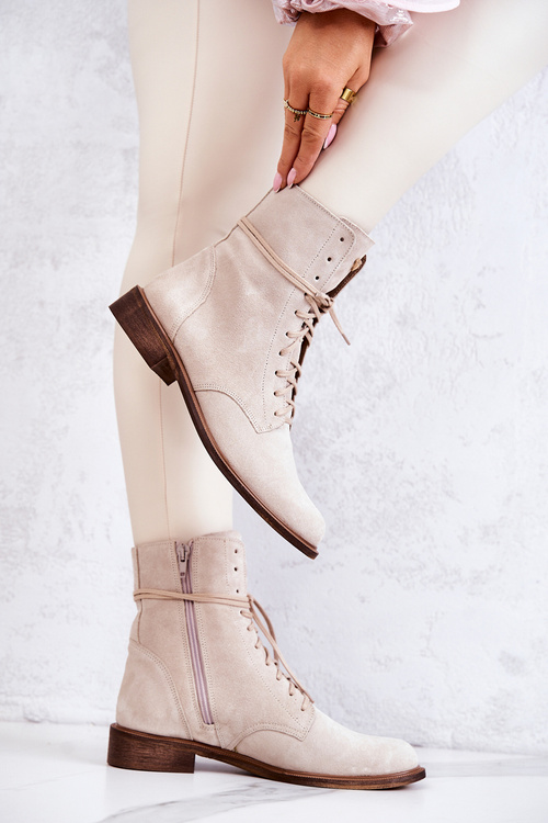 Semišové boty Nicole světle béžová 2697