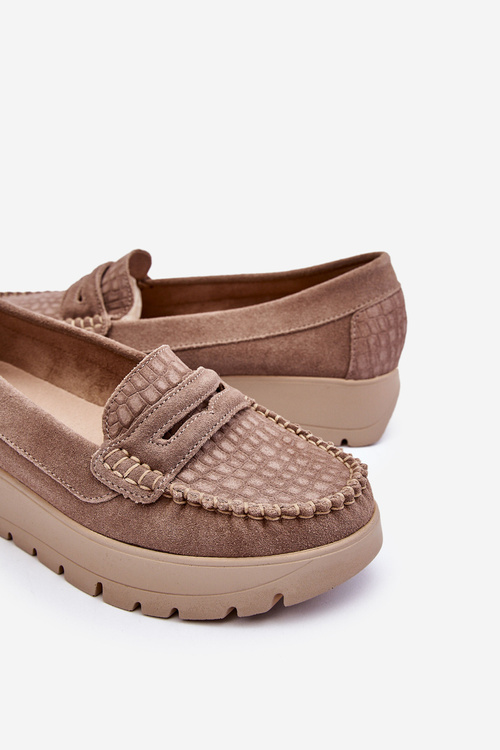 Suede Moccasins na platforme Milana Dark Beige