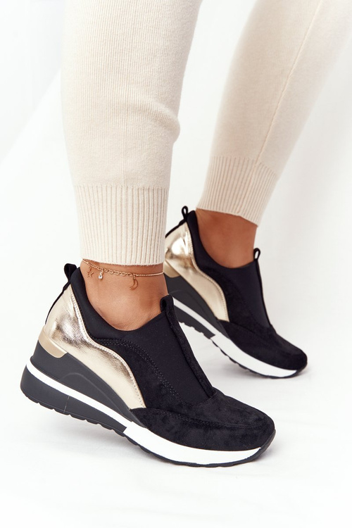 Klínové Tenisky Sneakers Vinceza 10593 černá-Zlatá