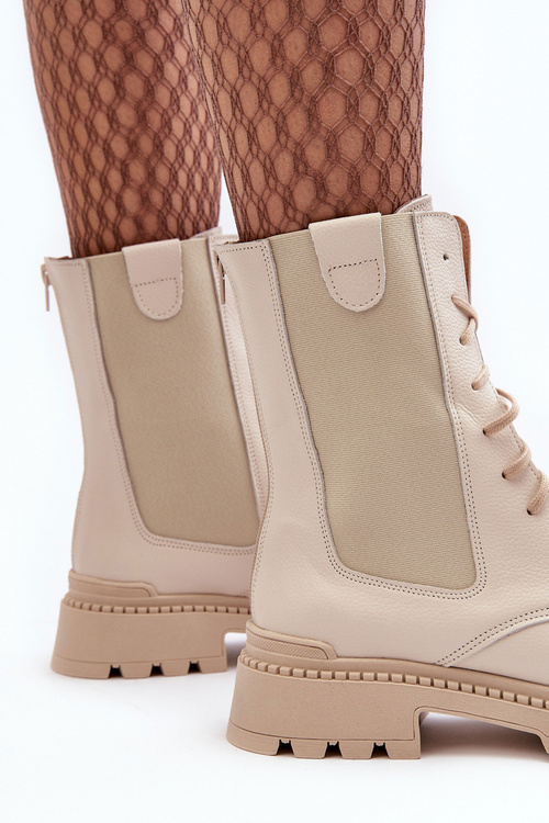 Dámske kožené topánky čipky -upové svetlo pod Nicole 2836