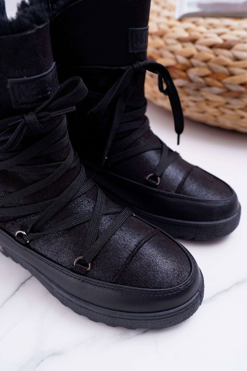 Dámské Sněhule Zateplené Kožešinou Černé Fereni