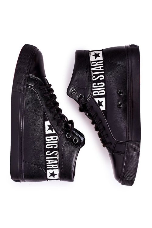 Pánske tenisky s veľkými hviezdami Wysokie Black EE174339