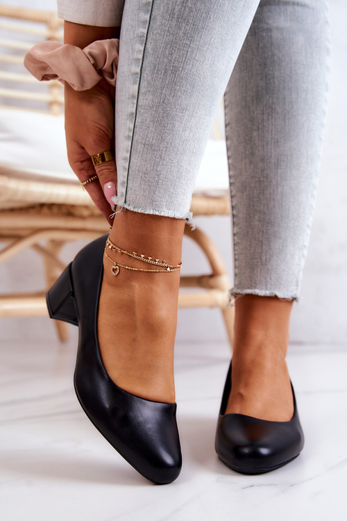 Kožené lodičky na sloupu Sergio Leone PB291 Black