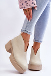 Kožené topánky na masívnej päte Nicole 2795/054 Svetelná béža
