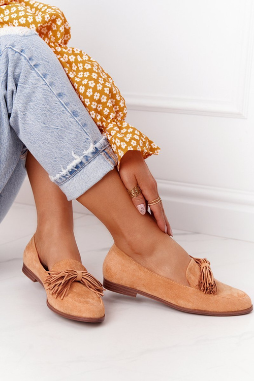 Semišové Dámské Mokasíny S Třásněmi Camel Alicante