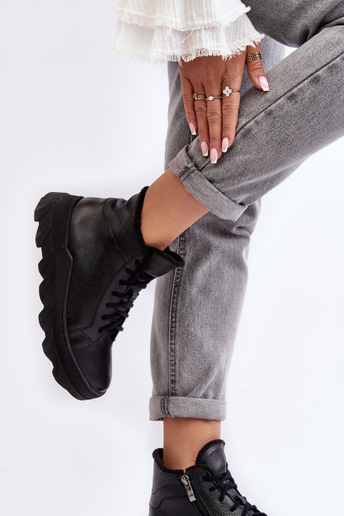 Izolované dámske kožené topánky na platforme Black Lemar Jevette