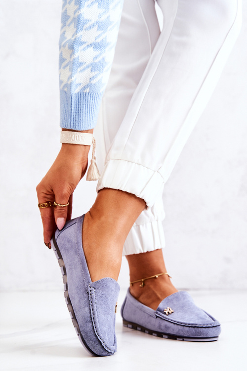 Ženské semišové madaryn modré moklaníky