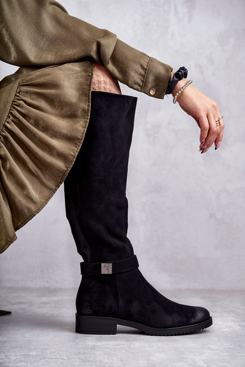 Ženské semišové ploché podpätky čierna Henrike