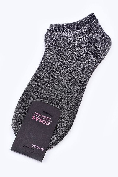 Dvoubalení Dámské Kotníkové Ponožky Se Stříbrnou Nití COSAS Černé