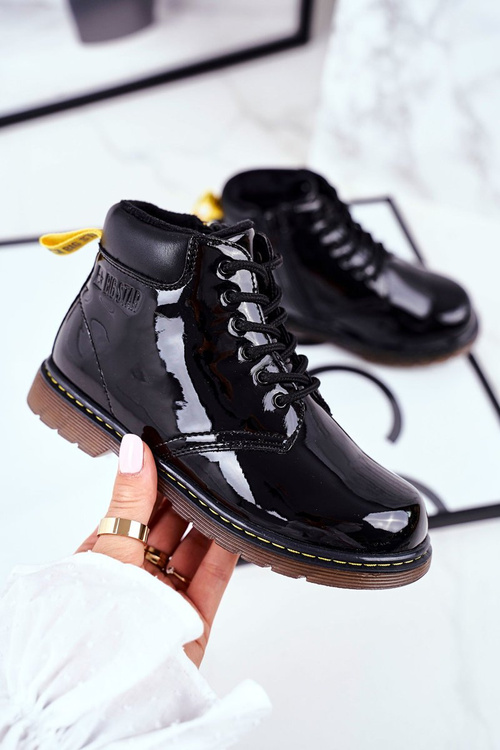 Dětské Boty Zateplené Lakované Big Star Černé GG374075