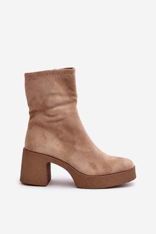 Dámské botky na platformě a masivním podpatku S.Barski HY42-739 Béžové