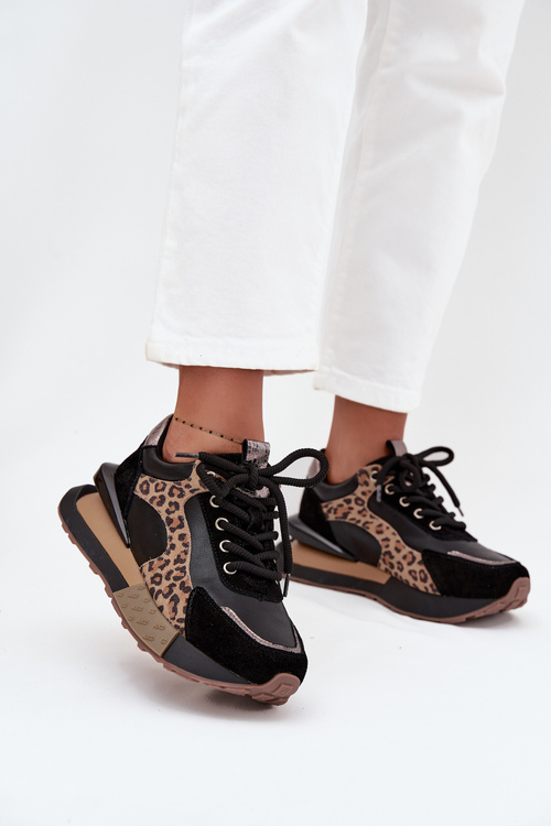 Kožené dámské tenisky na platformě Panterka Artiker 55C0134 Černé