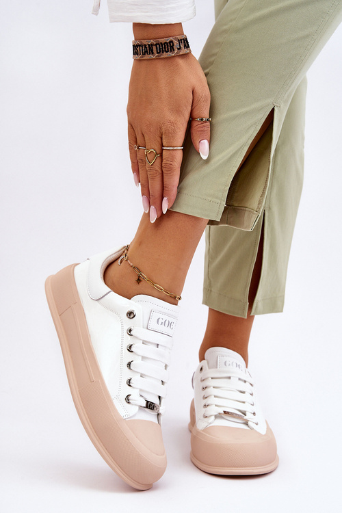 Ženské lakované tenisky na platforme Goe LL2N4020 biela