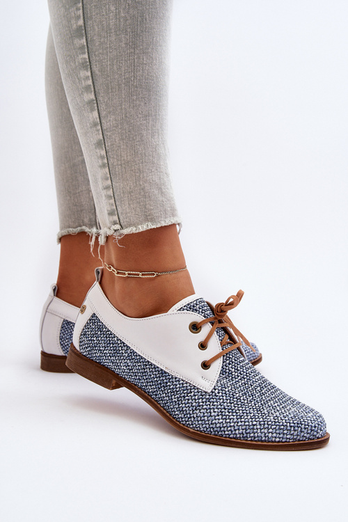 Dámské Kožené Polobotky Na Ploché Podrážce Maciejka 06461-17 Modré