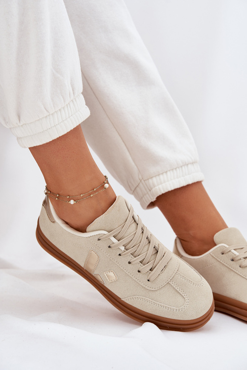 Dámské Sneakersy Eko Velurové Béžové Micca