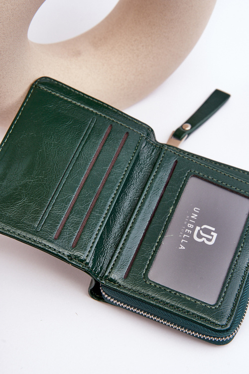 Dámske lakované portfólio portfólio portmonety vyrobené z ekologického tmavo zeleného náhodného náhodného