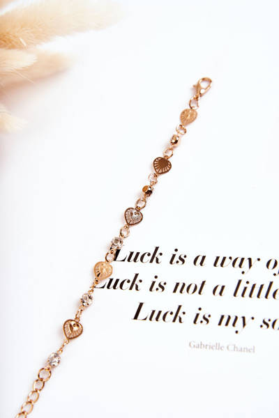 Dámský nastavitelný náramek se zlatými srdce z kubické zirkonie