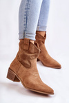 Suede Openwork Cowboy topánky s ťavou elvire stehing