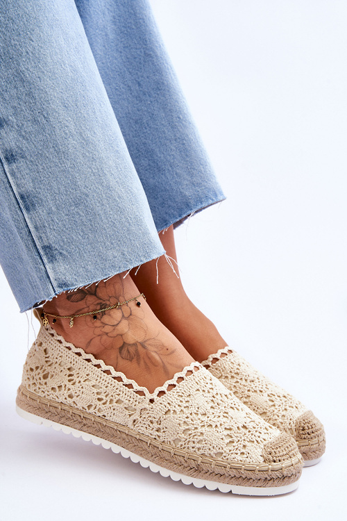 Vložený blanco béžový espadrilles