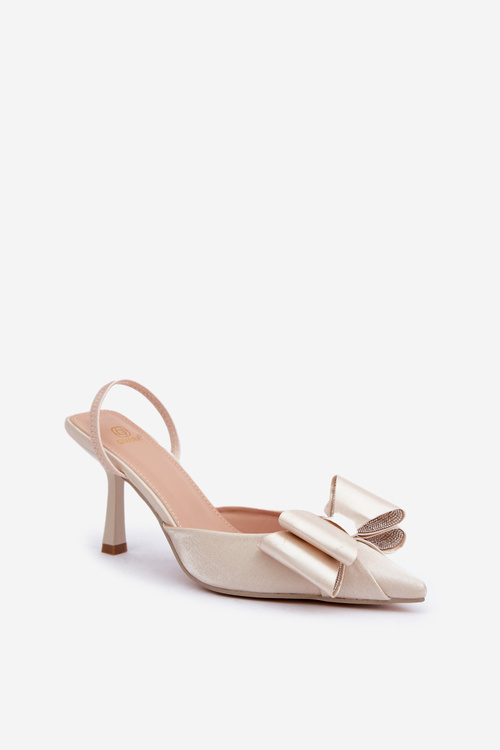 Materiálové Lodičky S Mašlí Zlaté Selatea