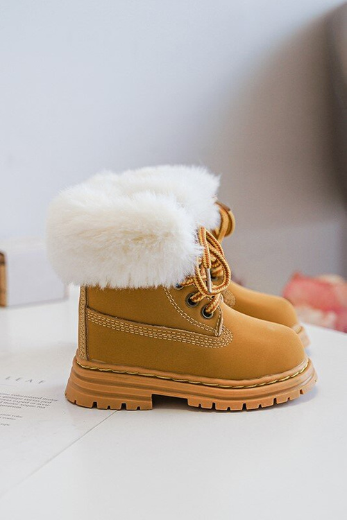 Dětské Trapery Botky na Zip s Kožešinou Camel Gerande