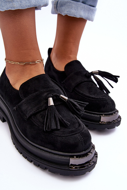 Dámské semišové mokasíny černé Ramvli