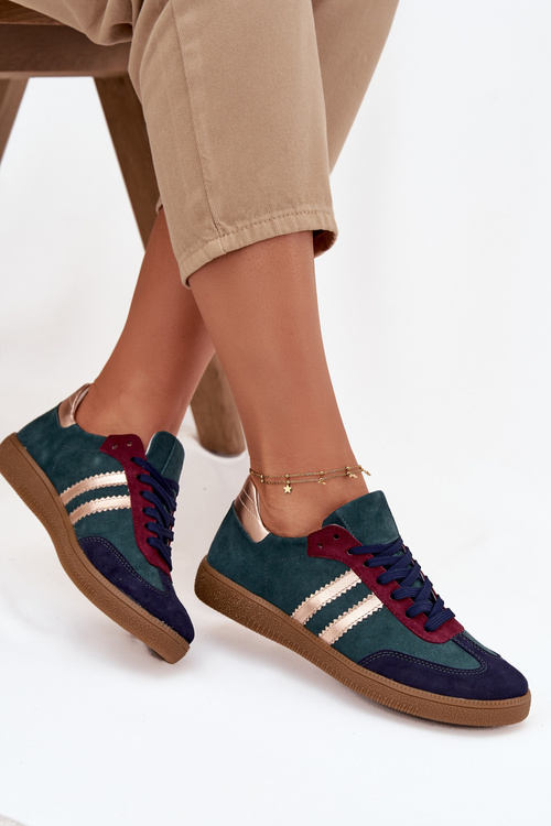 Zazoo N1068 Semišové Nízké Tenisky Dámské Tmavě Zelená