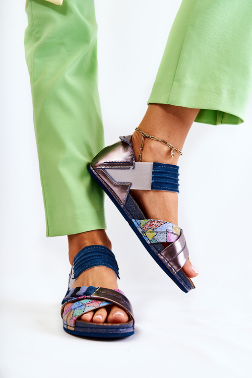 Kožené sandály S žebrováním Maciejka 03375 modre