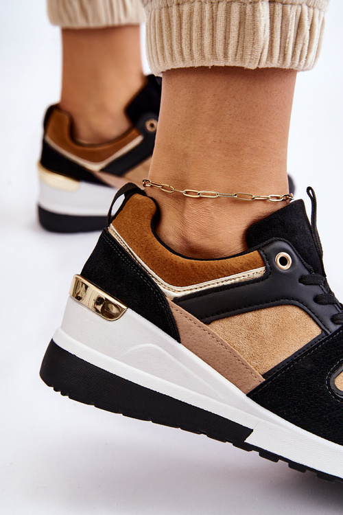 Klasické béžové a tenisky na klínku černé Collide