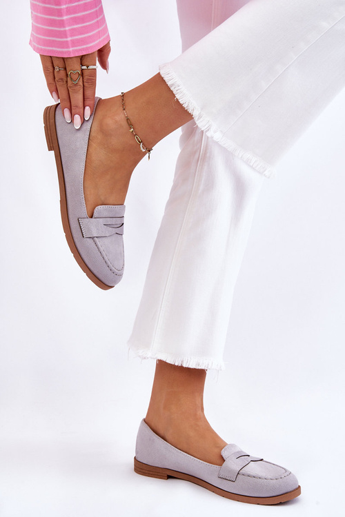 Pohodlné semišové dámské mokasíny Šedá Lucca