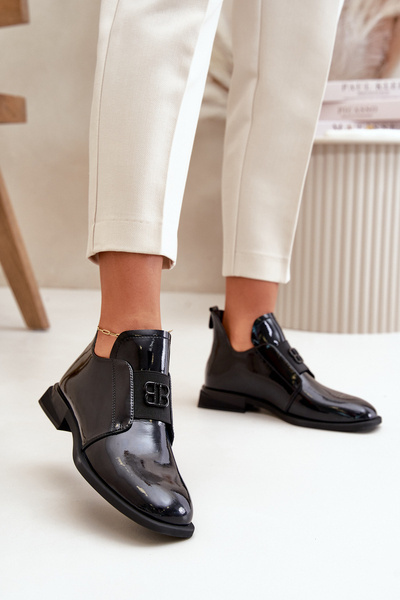 Lakované Dámske Slip-On Kožené Topánky Čierne Vinceza 91120