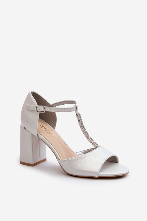 Sandále Na Opätku S Cyrkónmi Strieborné Aniya