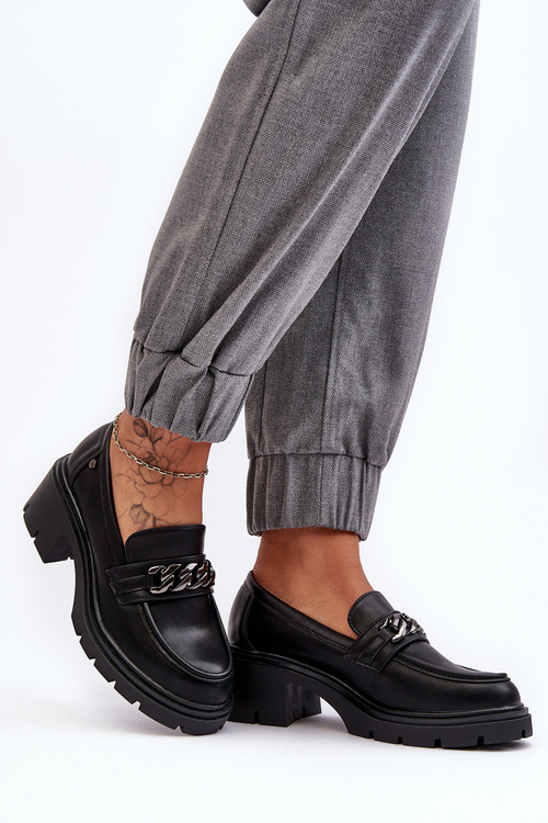 Kožené Dámské Polobotky s Nízkou Podpatou Černé Blimma