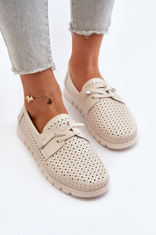 Dámske béžové kožené vyrezávané topánky Darnissa