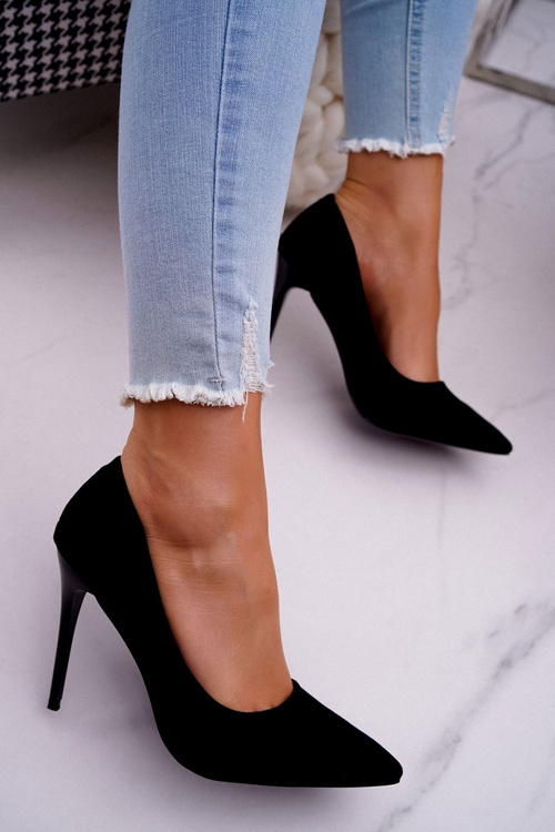 Dámské Semišové Lodičky Na Jehlovém Podpatku Černé Betty