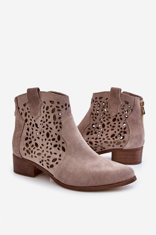 Dámské prolamované boty Lewski Shoes 2909 Světle hnědé
