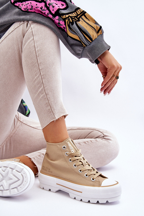 Vysoký Látkové tenisky na platformě Big Star LL274160 Béžová