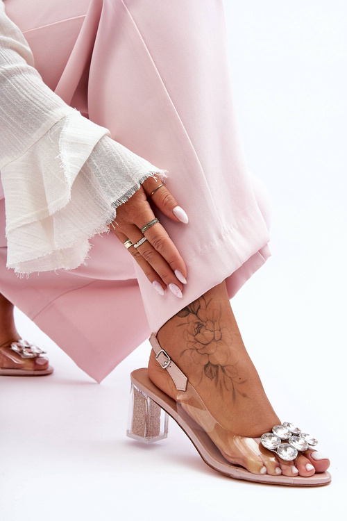 Transparentní Sandály Na Podpatku Růžové SBarski MR1037-43