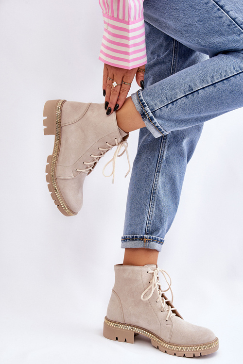 Ploché päty topánky Lewski Shoes 3285 Svetelná béžová