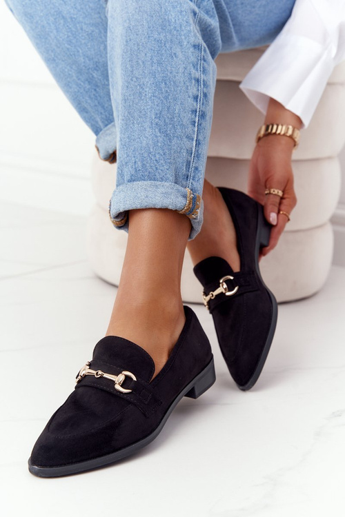 Elegantné ženské mokasíry S. Barski Black Suede