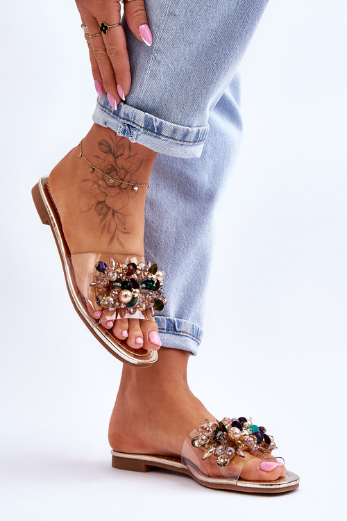 Dámske papuče s dekoratívnymi kameňmi S. Barski KV-576-3 PLN