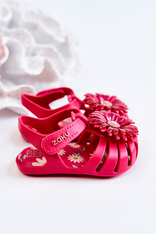 Dětské sandály na suchý zip Voňavé ZAXY JJ385030 Tmavě růžová