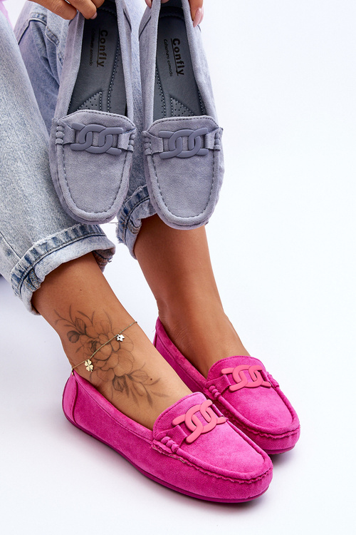 Dámske módne semišové ružové mokasíry Rabell