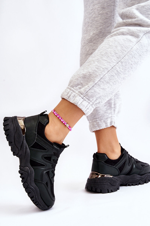 Klasické sportovní boty na platformě Černe Bowie