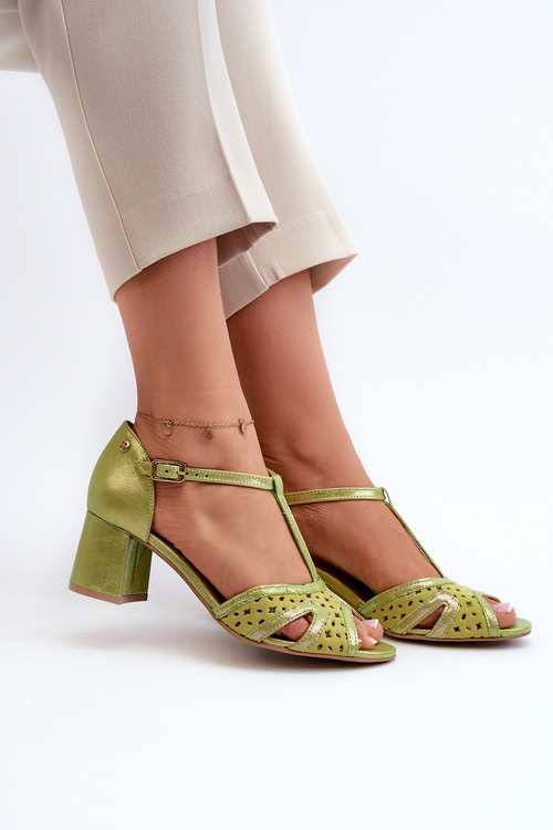 Dámske Kožené Sandále Na Päte Maciejka 06551-09 Limetkové