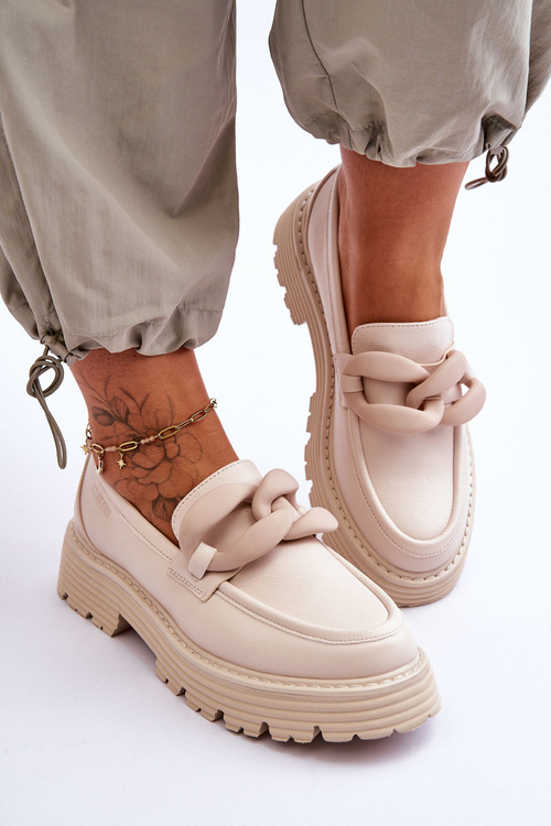 Kožené mokasínové boty Big Star LL274581 Béžová