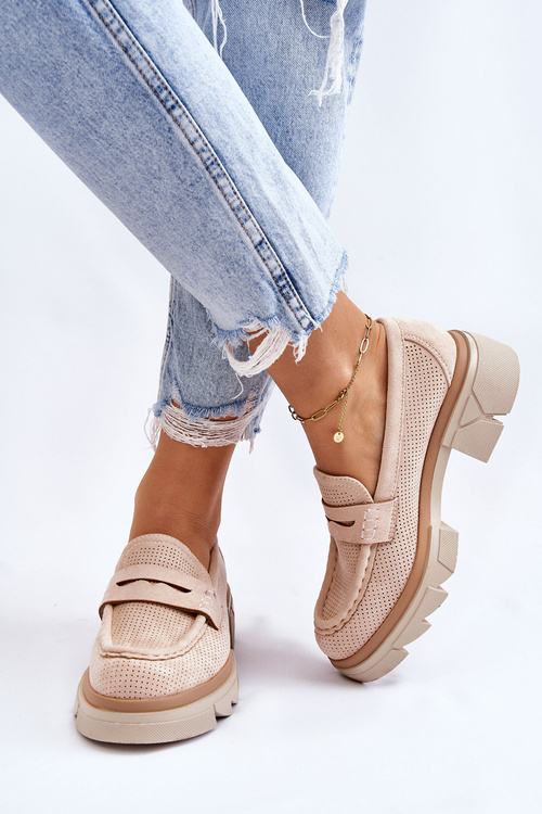 Dámské mokasíny s plochým podpatkem Béžová Fletcher