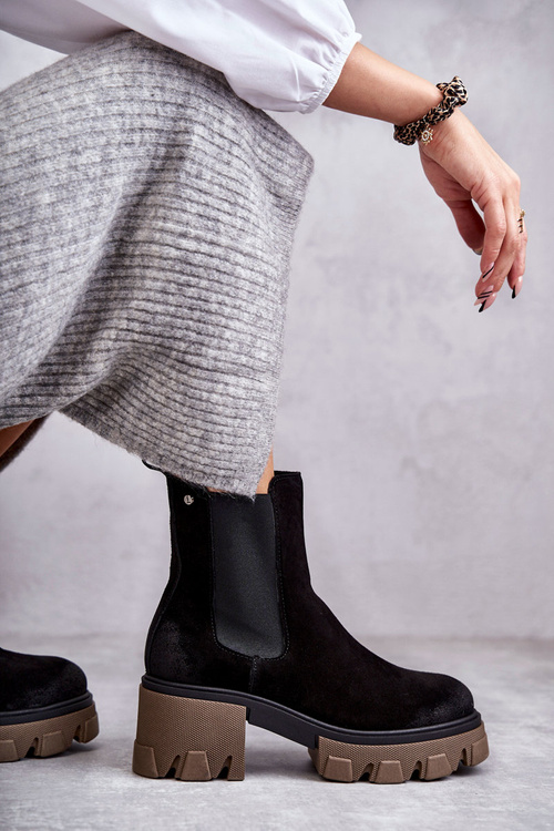 Dámské semišové boty na platformě černe Hilde